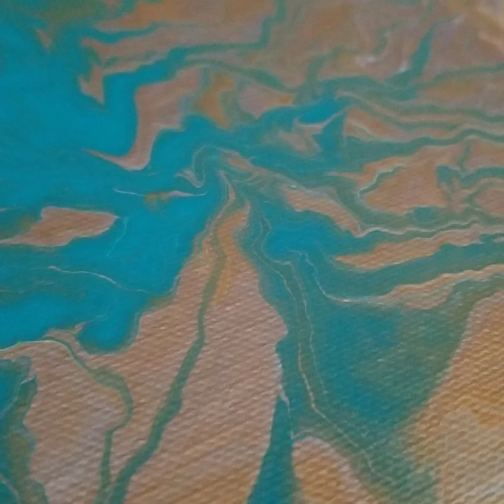 5×7 Teal Silver and Gold Marble Painting